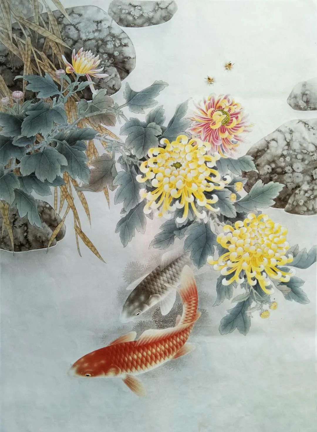 何冰工笔鲤鱼与菊花特殊技法班只需100元