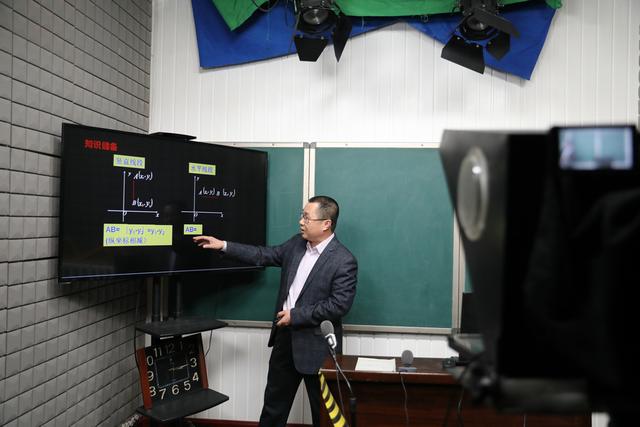 林有全老师正在讲二次函数摄像机,提词器,导播台,专业非线性编辑机