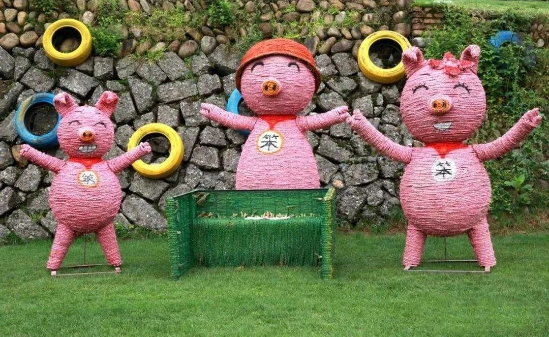 一种风景卡 通 装 置能与游客产生互动场景化的稻草景观小品乡味浓浓