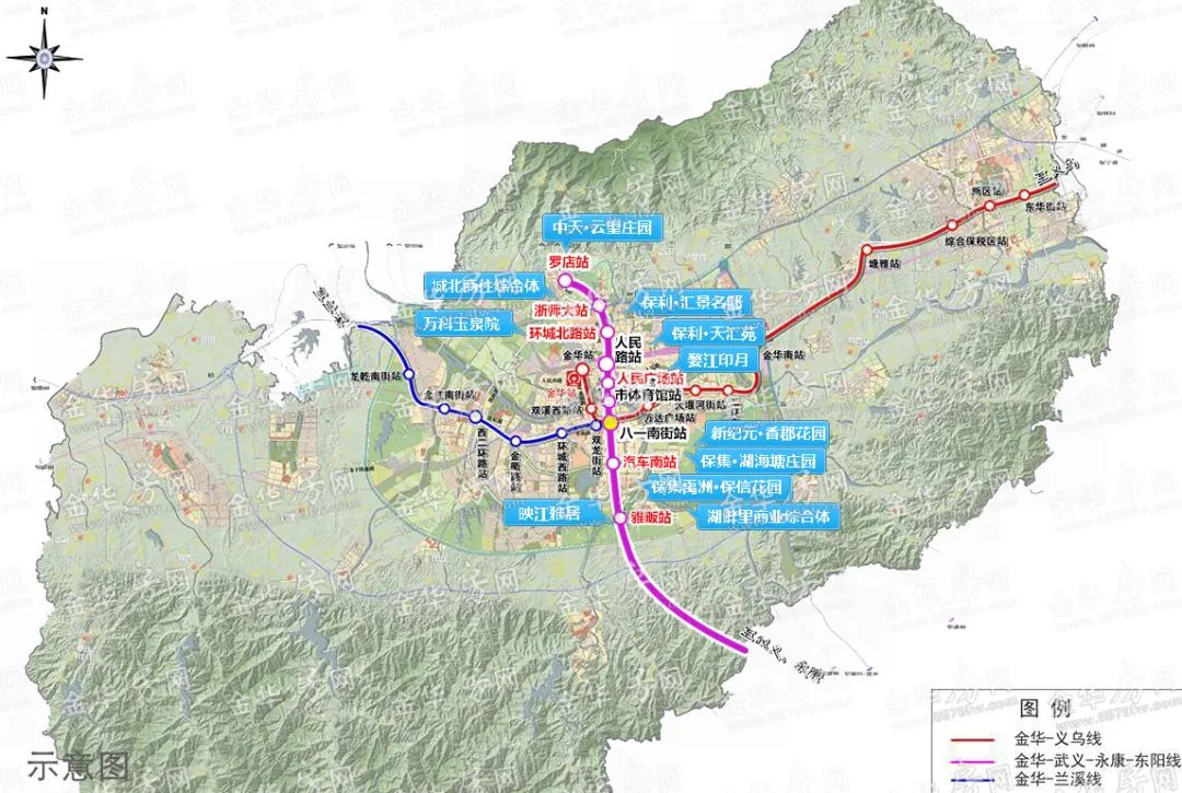 金华轨道交通路线图图片