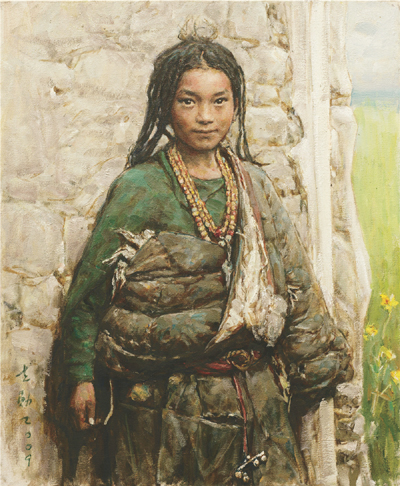 生在边远牧场的女孩(油画) 2011年 潘世勋潘世勋年轻时在吉林经过5年