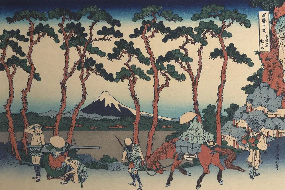 ▌日本浮世绘 富岳三十六景之东海道程谷落款:前北斋为一笔横大判锦绘