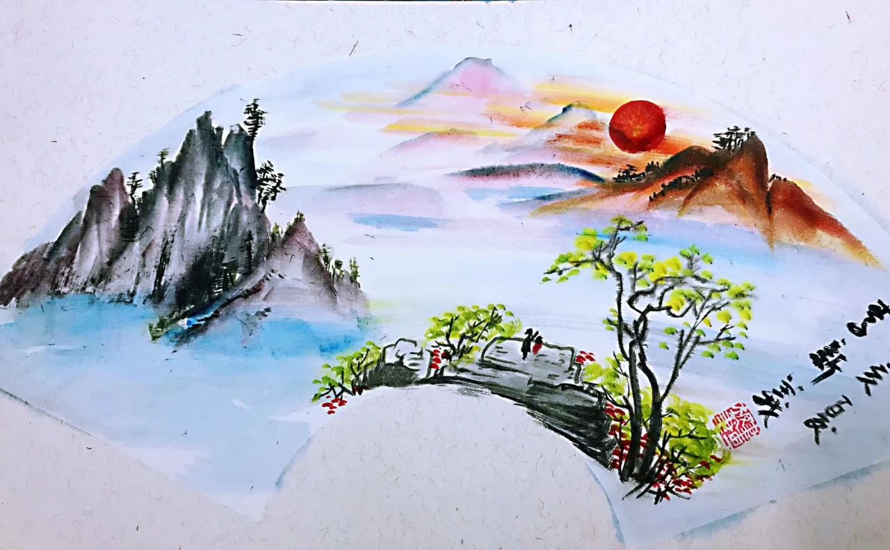他所作的板笔山水画,生机盎然,气势磅礴!_李新义