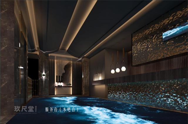 ▼三楼水吧平面图三楼过道创意阐述:马来漆,仿石材艺术涂料 楼梯墙面