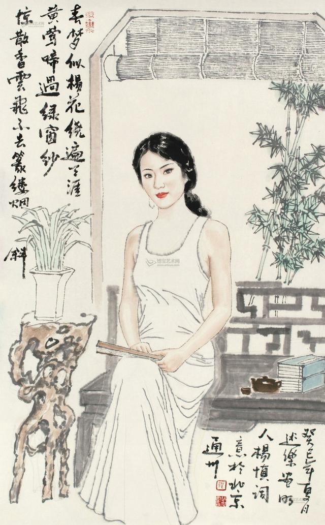 中央美院博士谭述乐国画中的美女也精彩