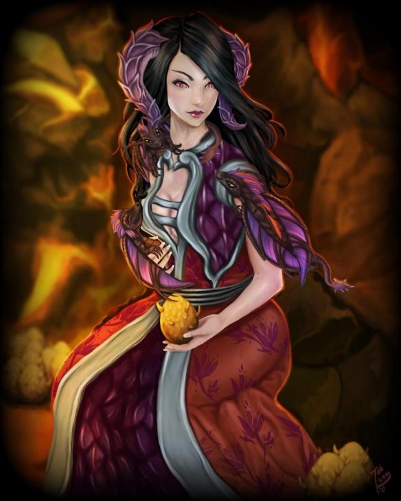 奥妮克希亚是大地守护者耐萨里奥的女儿,黑龙种族中名副其实的黑龙
