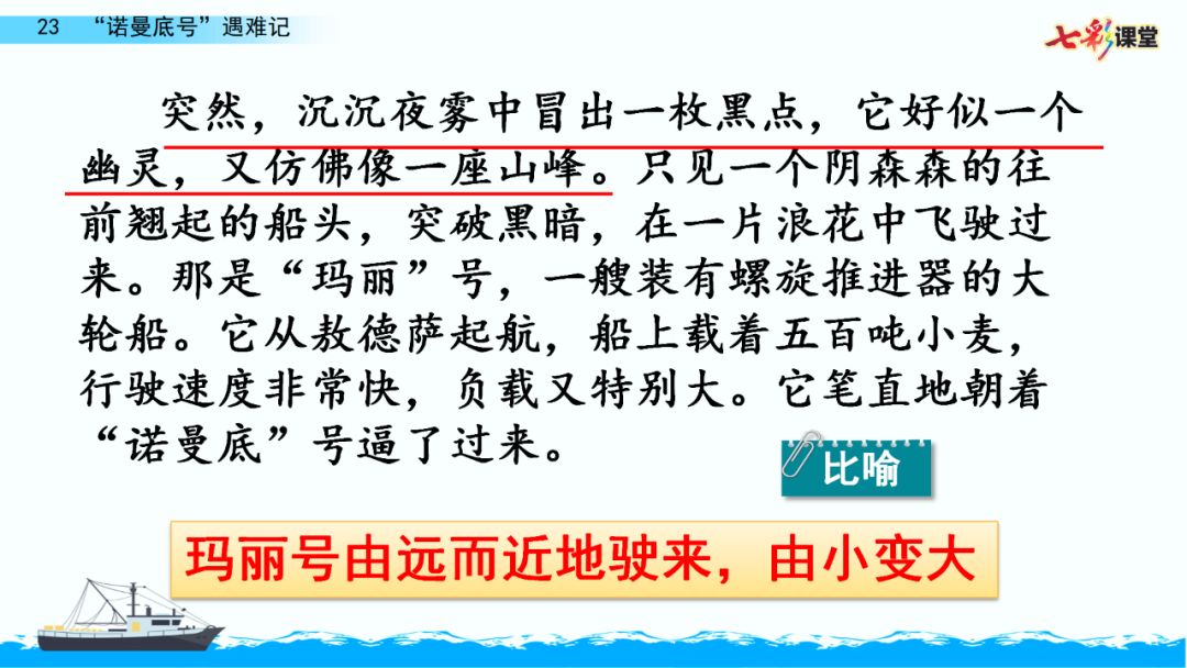 宅家語文課丨部編版四年級下冊第23課諾曼底號遇難記知識點圖文講解給