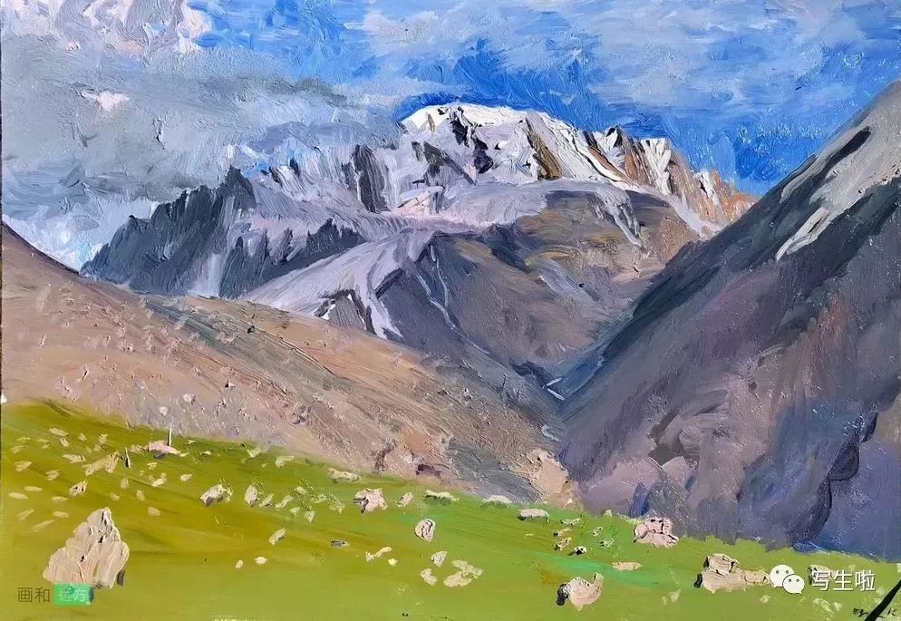 《祁连山写生》布面油画 2018年《祁连山写生》布面油画 2018年祁连山