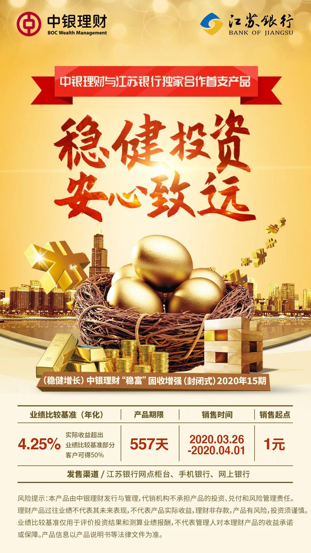 稳健投资安心致远丨稳健增长中银理财稳富固收增强封闭式2020年15期前