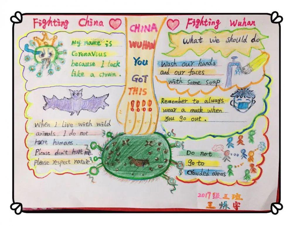 tothefighters北山学子用英文手抄报致敬所有抗疫逆行者三年级英文手