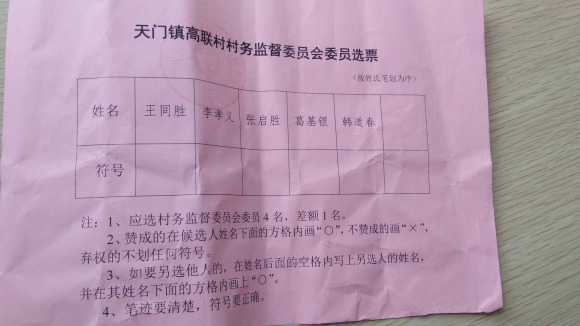 村监督委员会换届选举工作于2018年9月26日上午召开村民代表大会投票