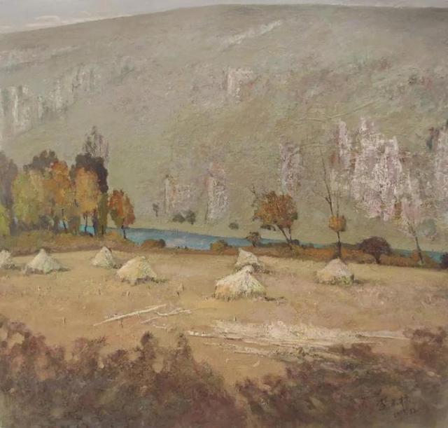 李光标 《干草垛——赤水河畔》油画 90x95cm作者