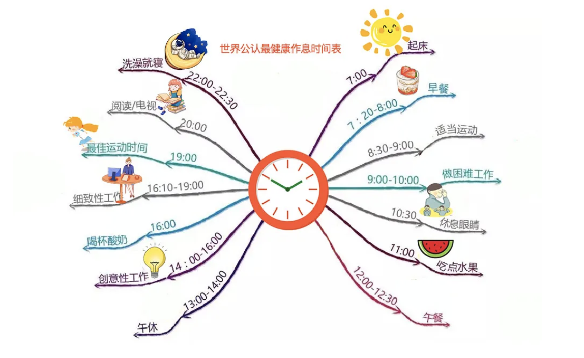 世界健康作息时间表图图片