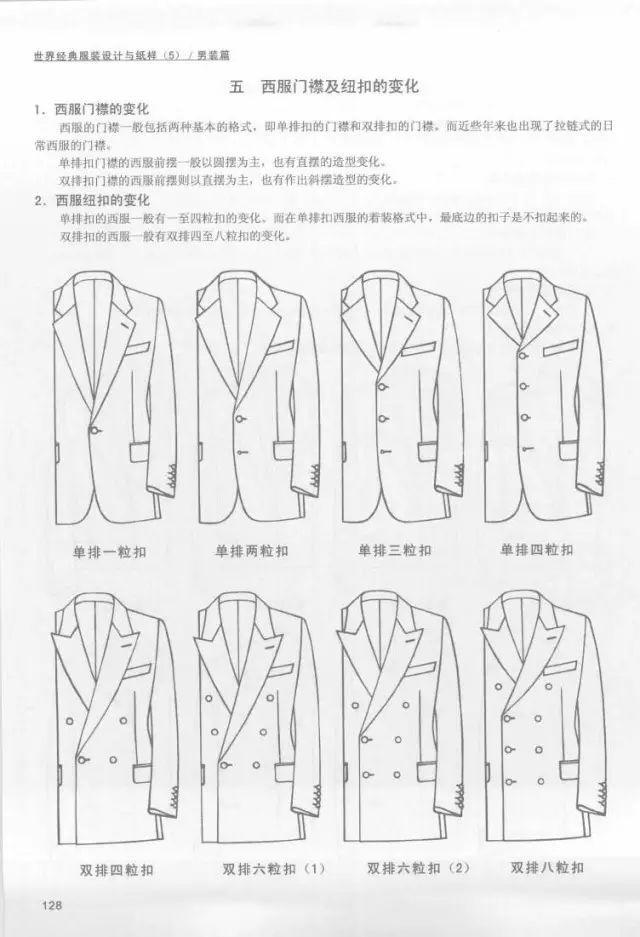 9款男士西服的设计与纸样变化实例