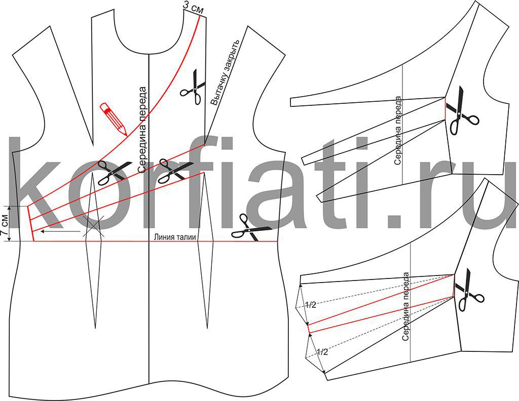 时尚印花茶歇裙的纸样