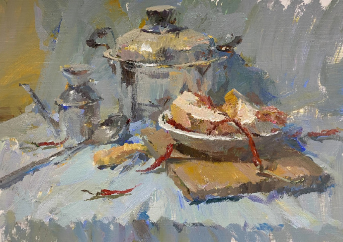 色彩水粉静物素材 不锈钢材质示范 美术生收藏收藏