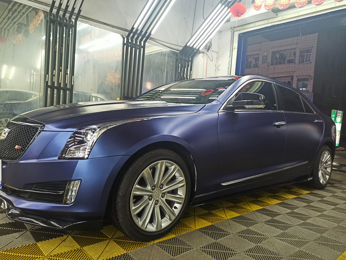 凯迪拉克ats车身改色电光午夜蓝rg瑞集改色膜东莞厚街加盟店出品