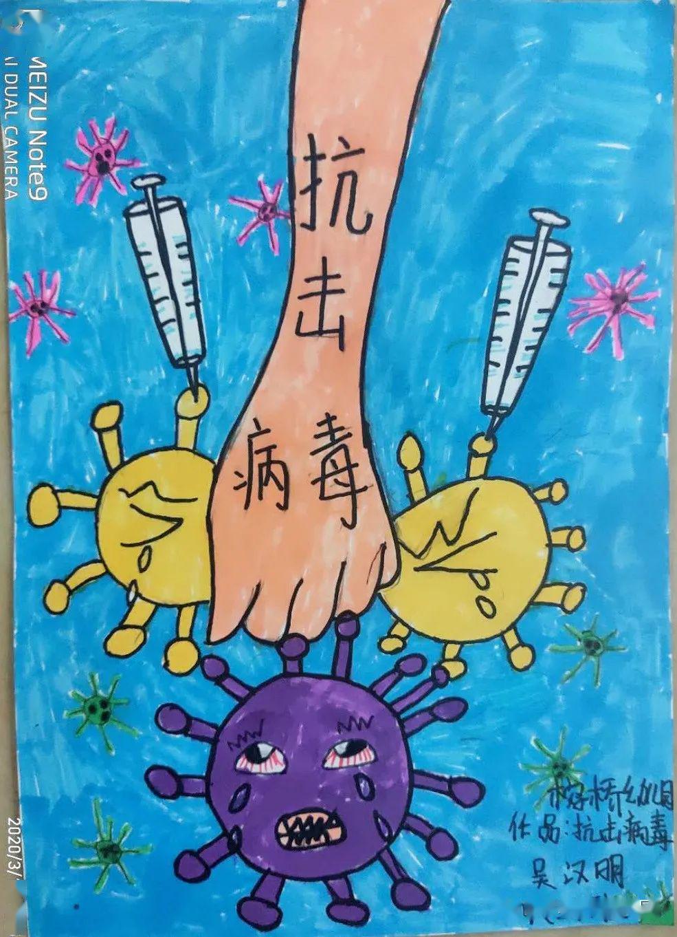 儿童抗疫情手绘画简单图片