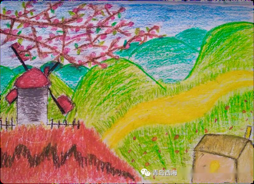 "童画美工课"05期:油画棒风景《春日小景》|齐鲁实小云课堂_比赛