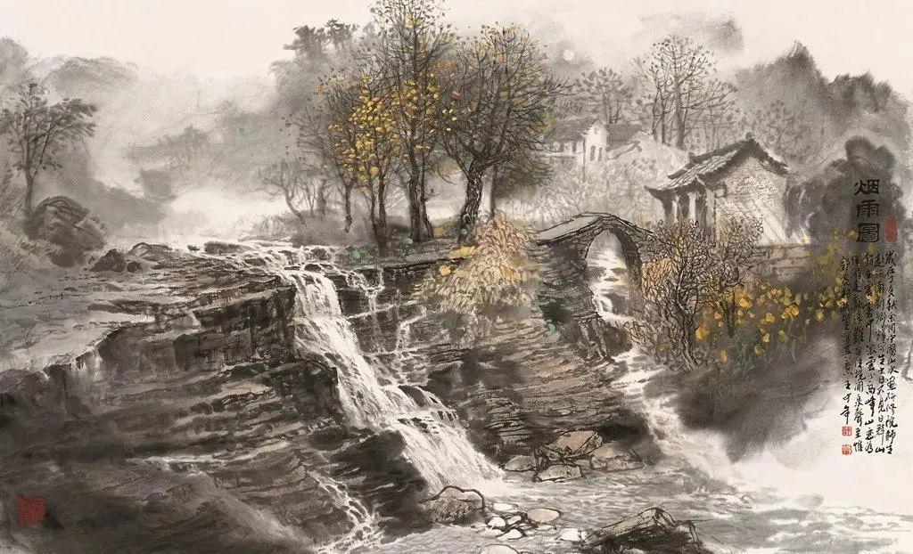 《喜事难眠》《太行颂》《秋山飞瀑》《燕山四月》2010年 68x136cm