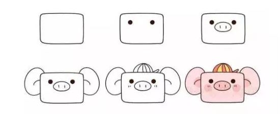 停课不停学用多种图形画出的可爱小动物