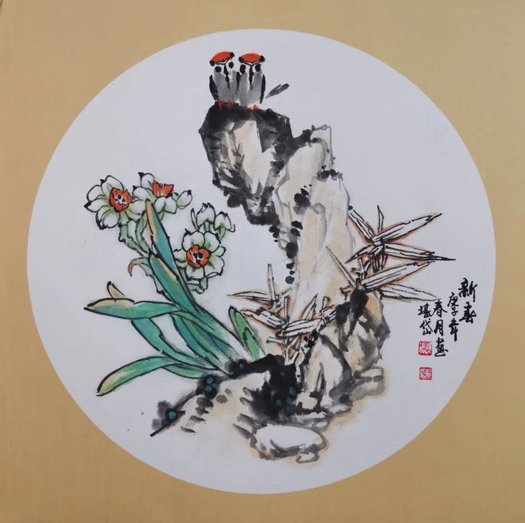 庚子年之春绘画马堪岱配诗李武兵