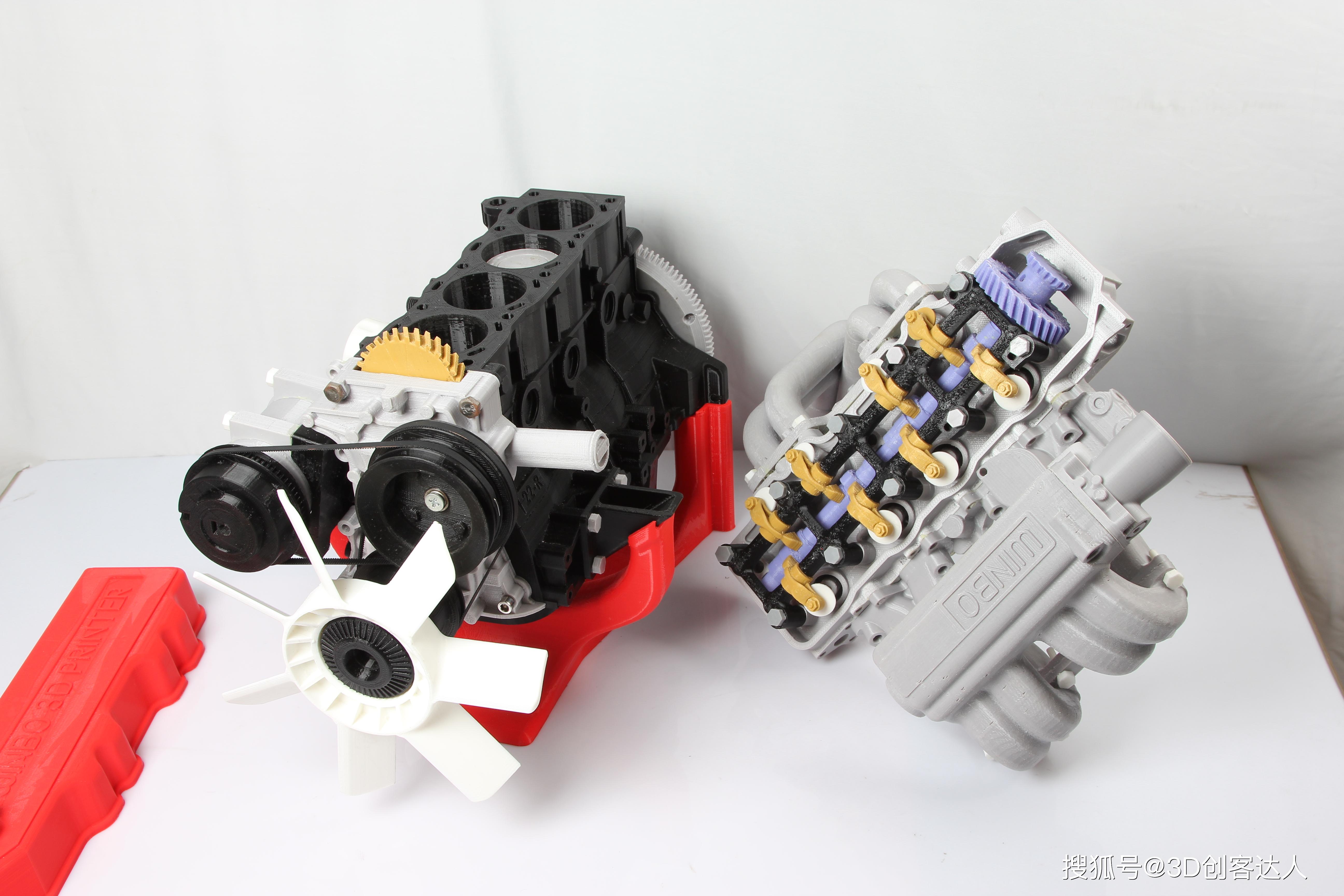 3d打印汽车发动机,细节精致,还能活动