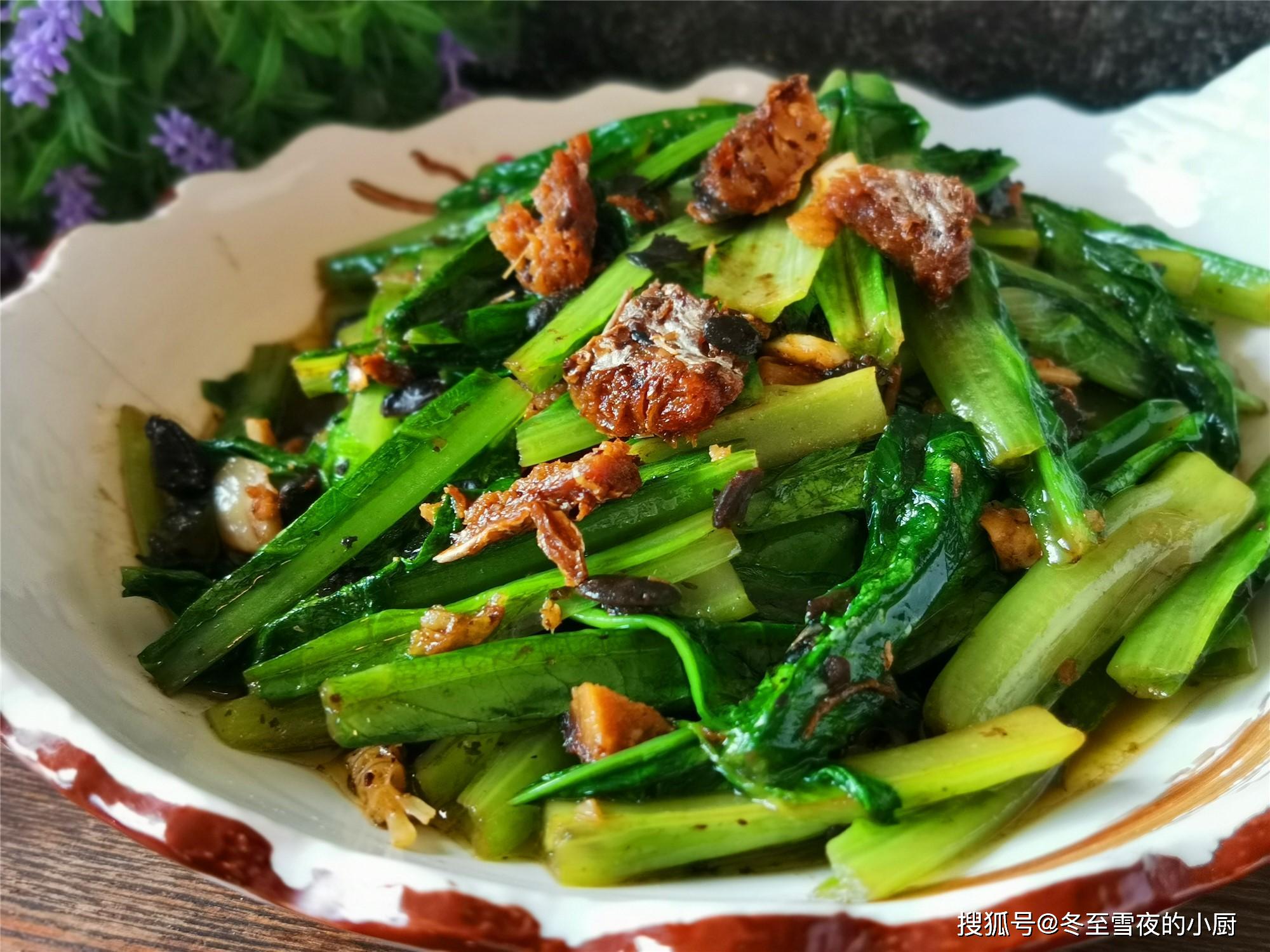 原創豆豉鯪魚油麥菜怎樣做好吃教你炒制小技巧油麥菜顏色翠綠不黃