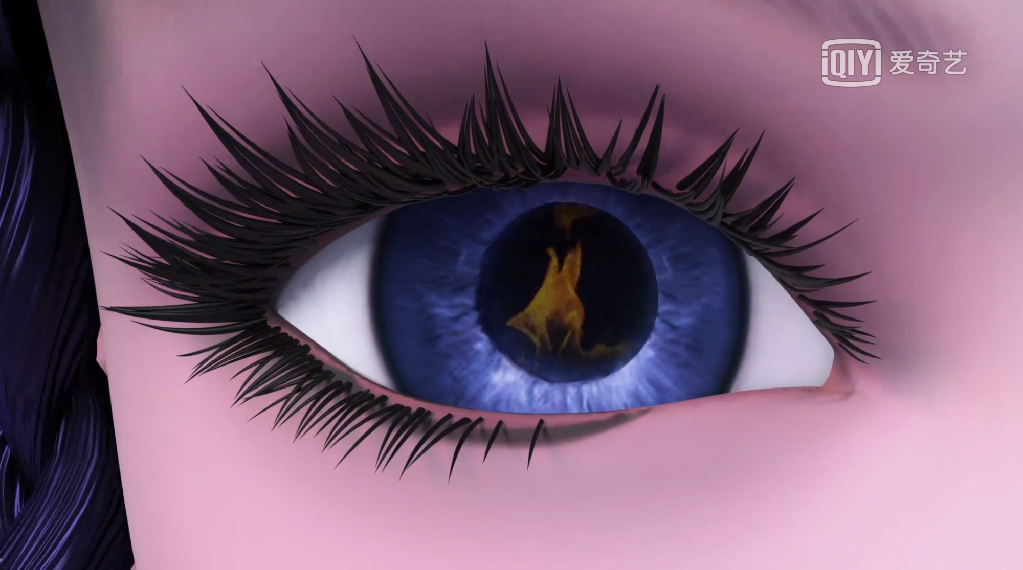 这位角色的眼睛很有特色,淡蓝色的眼眸里闪烁着火焰,看起来非常的漂亮