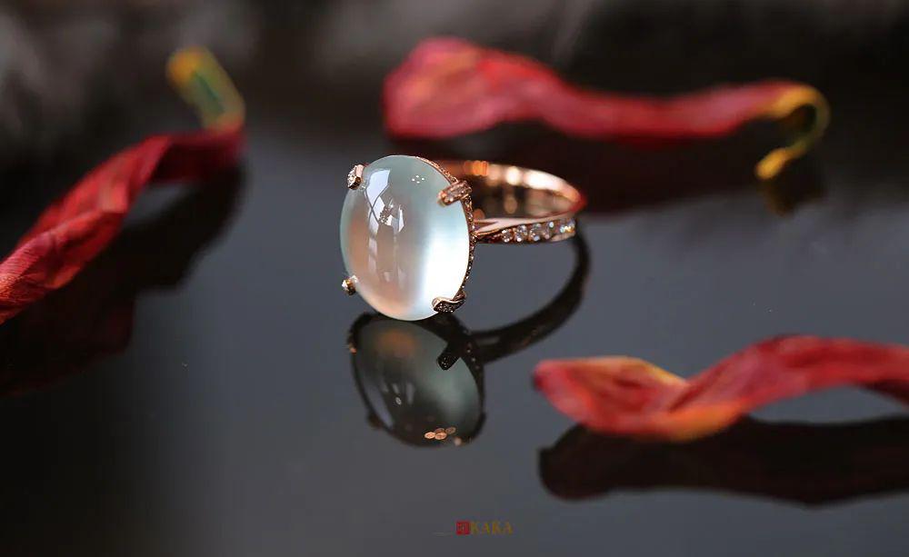 隐莲玻璃种白蛋戒指