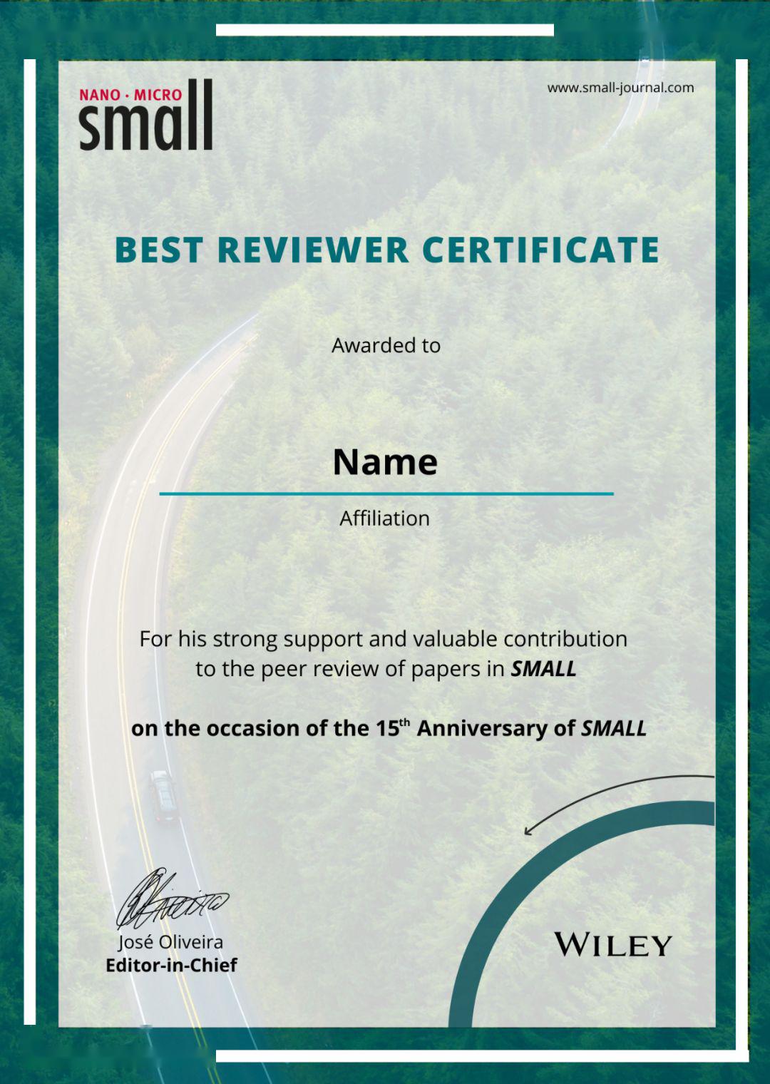reviewer certificate图片