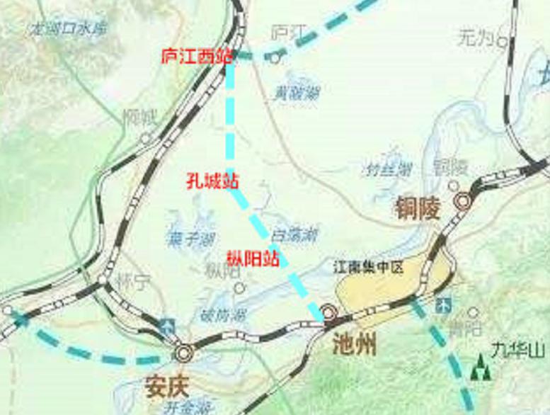 考虑桐枞庐之间的戴鳌山及线路顺直,合温高铁桐城境内可以设站孔城