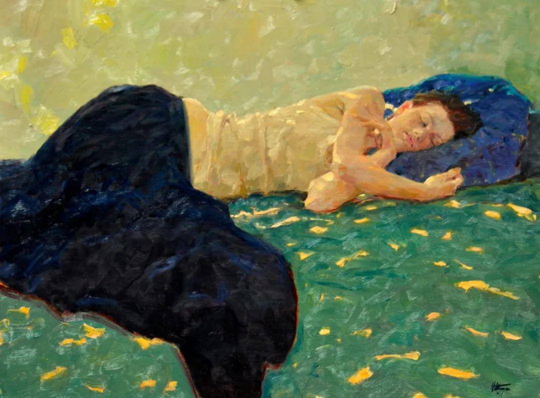 美国画家画睡美人,惹人怜爱~_油画