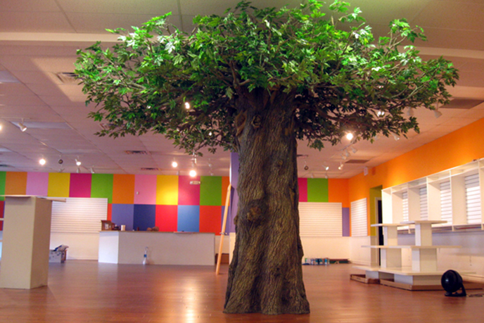 仿真树包柱子,仿真假山也能包柱子-制作于上海外滩