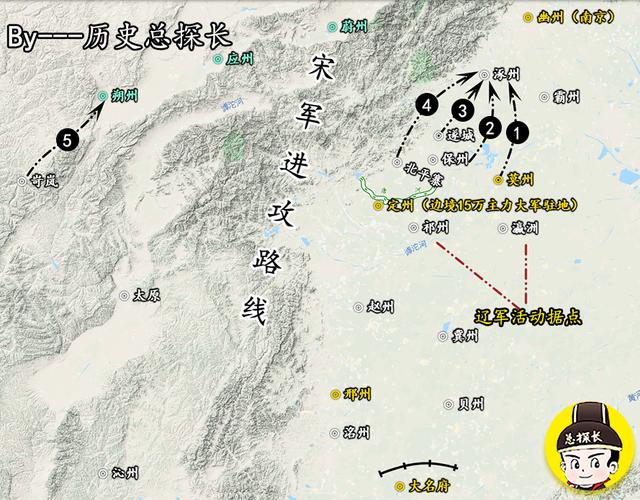 地图上的战争辽国20万大军南下威逼宋朝双方签订澶渊之盟