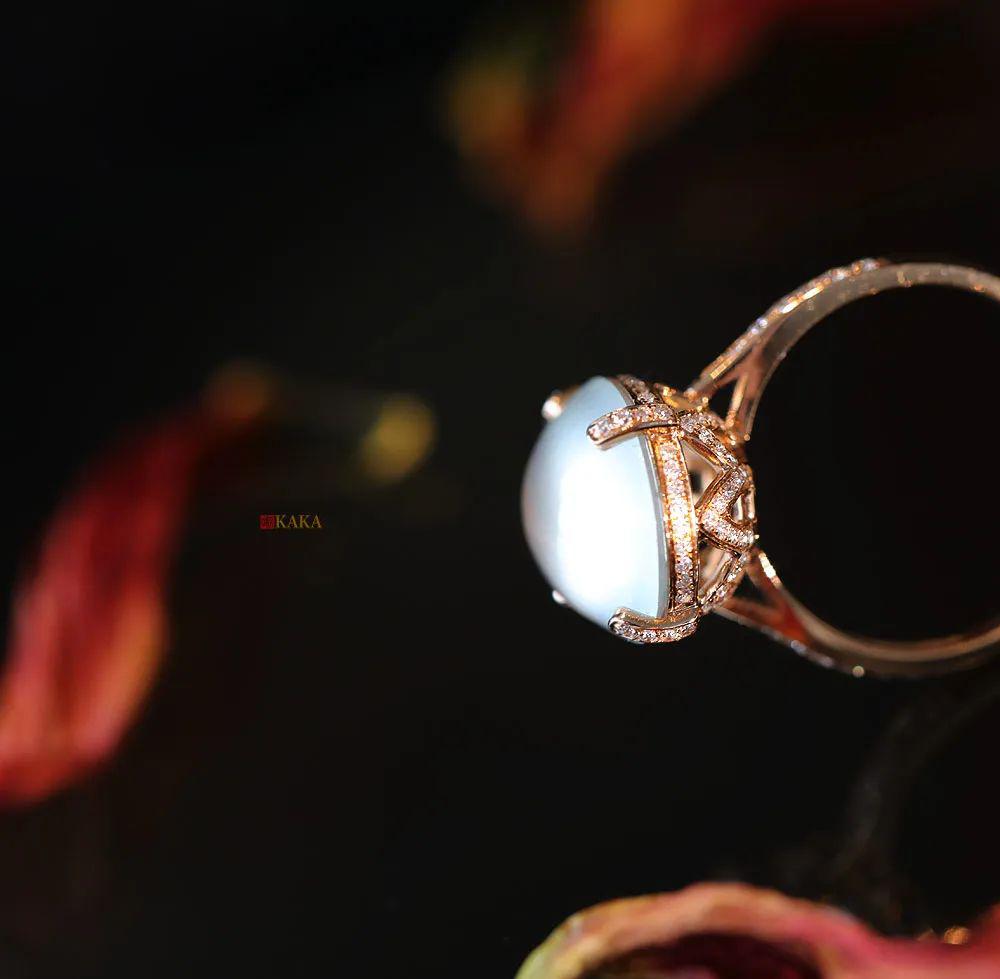 隐莲玻璃种白蛋戒指