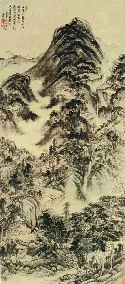 王鉴(清)——长松仙馆图王翚(清)——虞山枫林图张仁(清)——西岩松雪