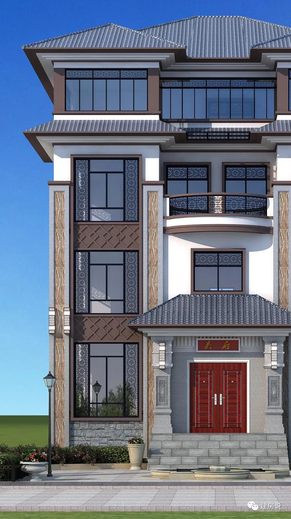 农村建房图纸:来了,来了,广东佛山老板带着他的新中式豪宅,来了!_别墅