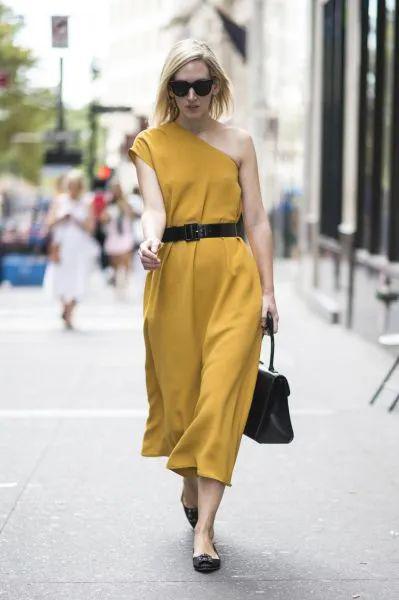 淡黄的长裙穿搭手册亚洲人这样穿黄色才好看