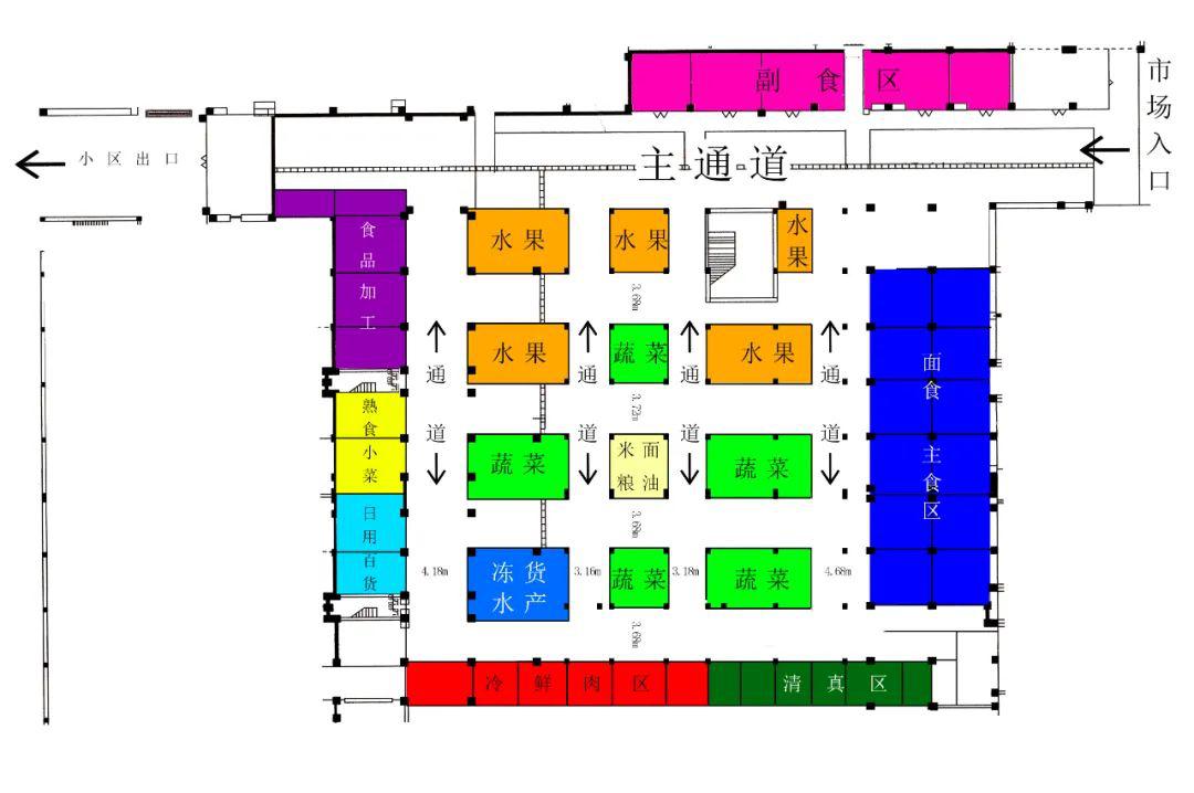 农贸市场平面图摊位图片