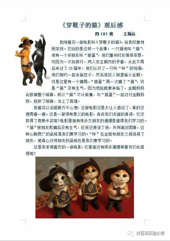 五个一百欣赏电影宅出精彩四年级穿靴子的猫小鬼当家观后感展示