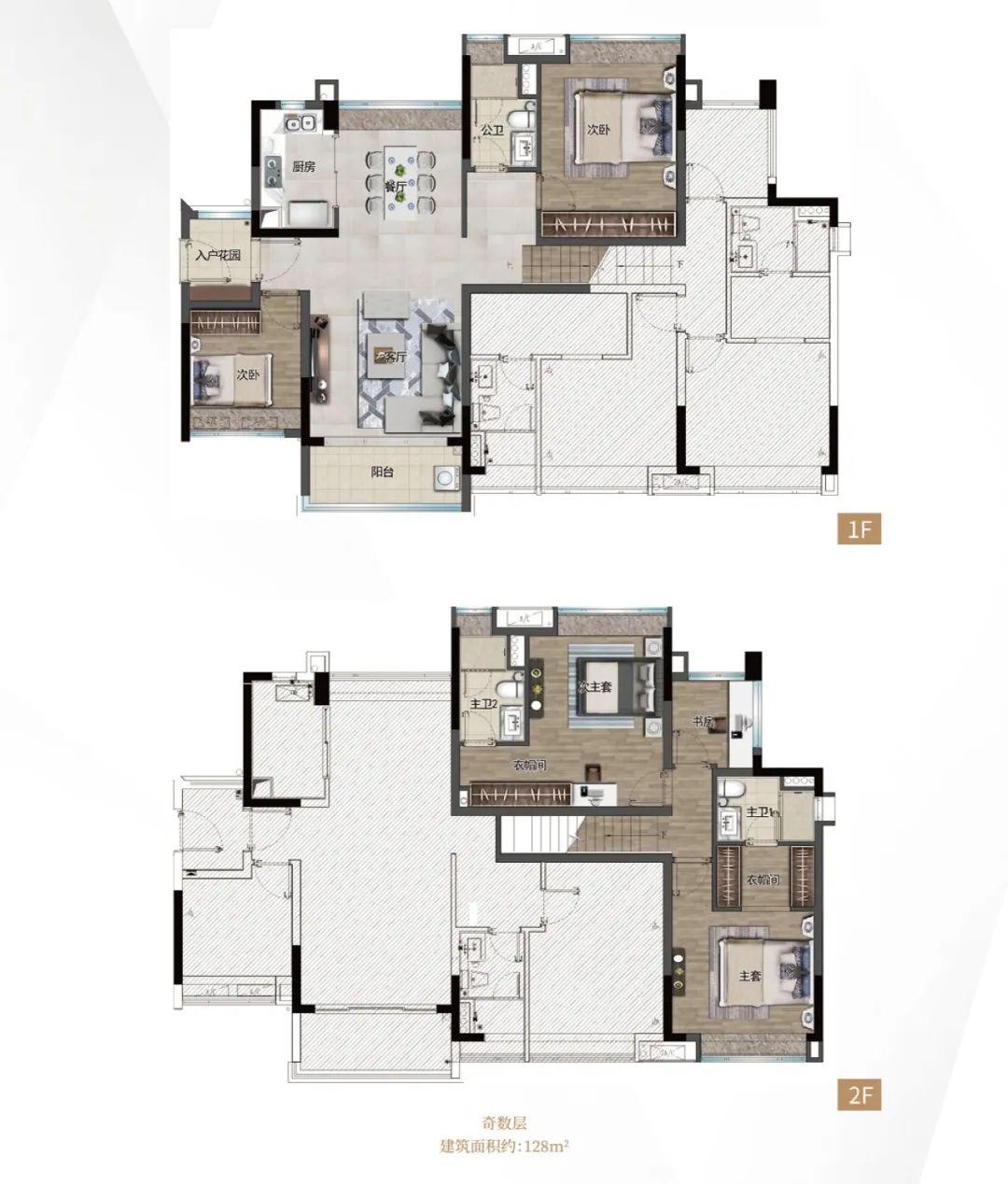 比如,建面约107㎡复式单位,不仅做到四房双主套,还带三个卫生间.