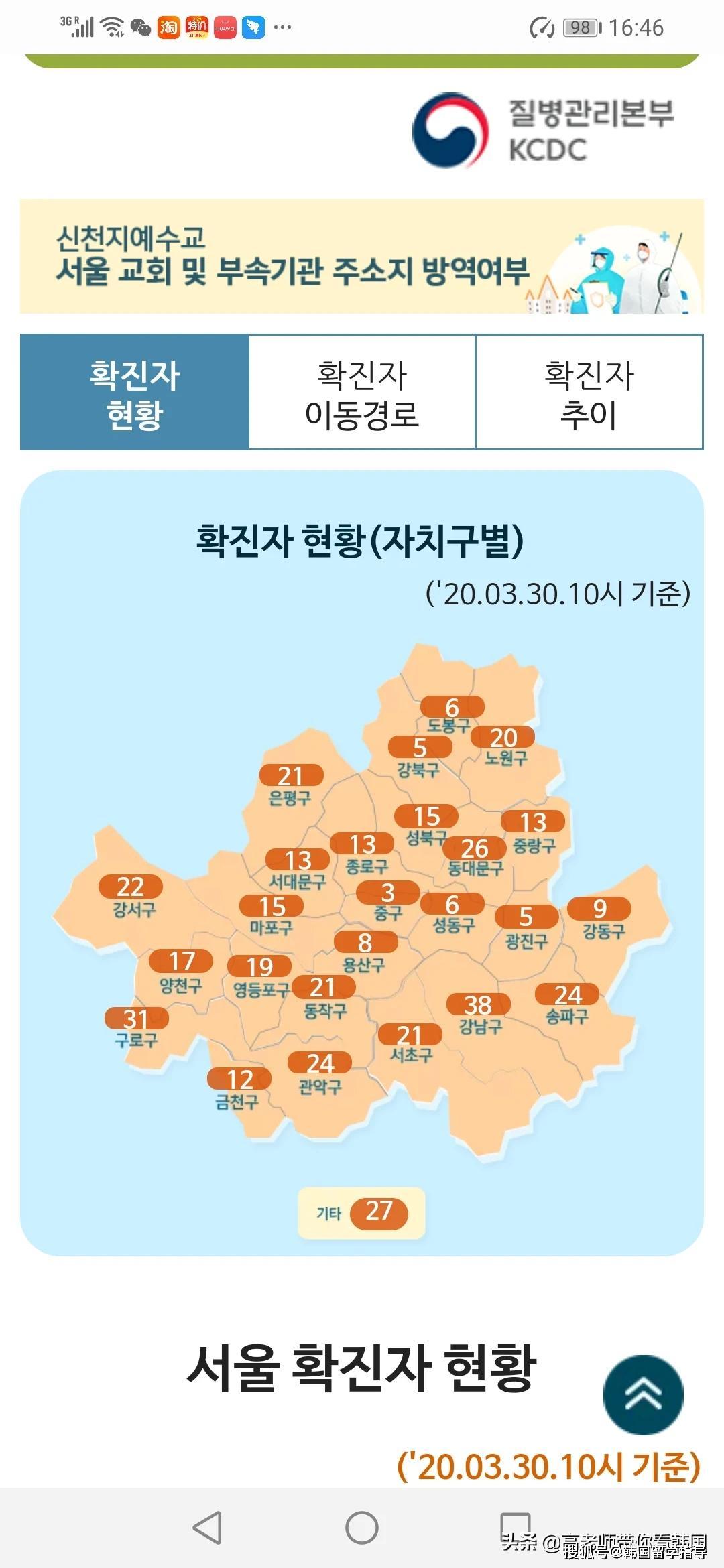 韩国疫情及首尔疫情详细3月30日报导