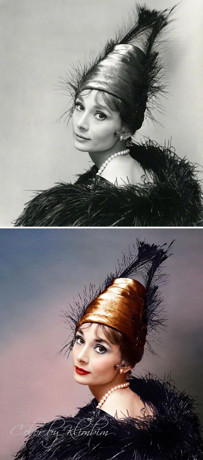 她为好莱坞巨星黑白旧照ps上色,每张都非常惊艳!