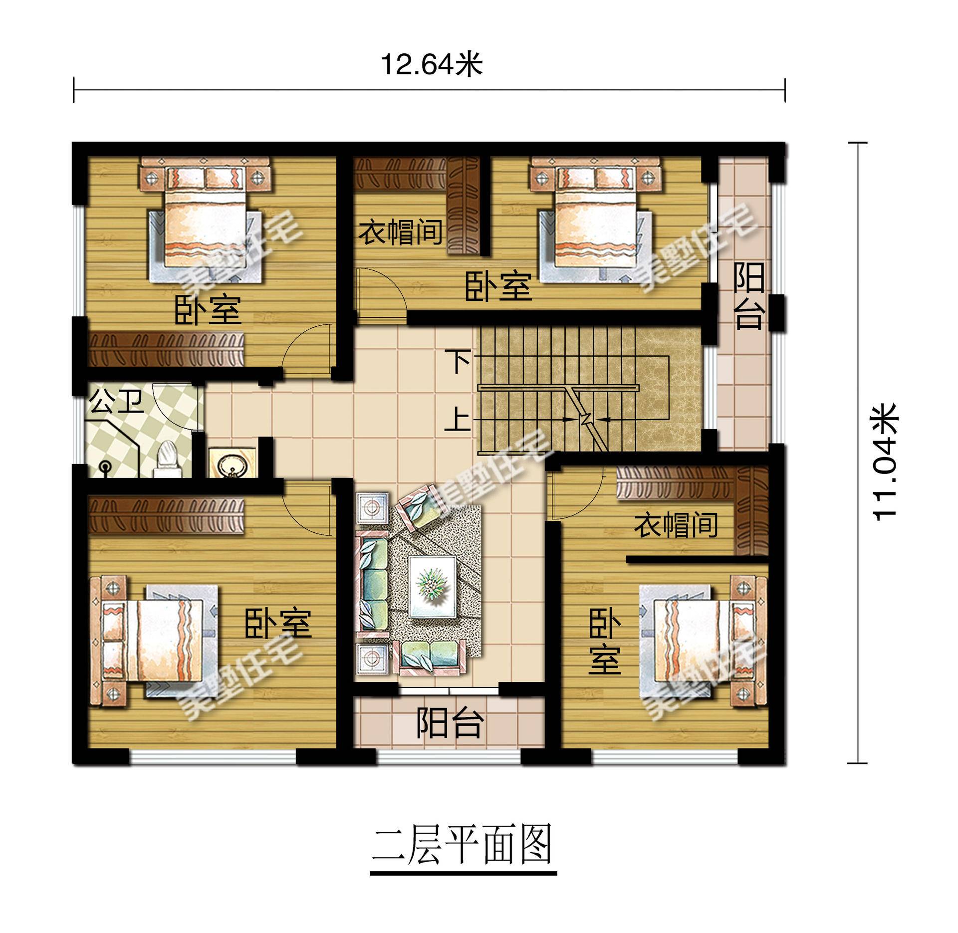 100平方别墅平面图图片