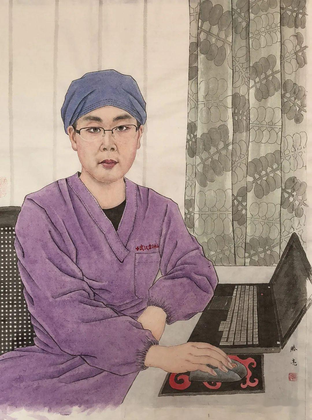 辽阳画家为战疫英雄画像