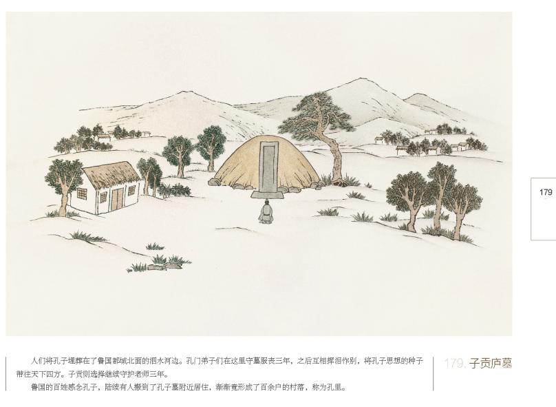 179,子贡庐墓人们将孔子埋葬在了鲁国都城北面的泗水河边.