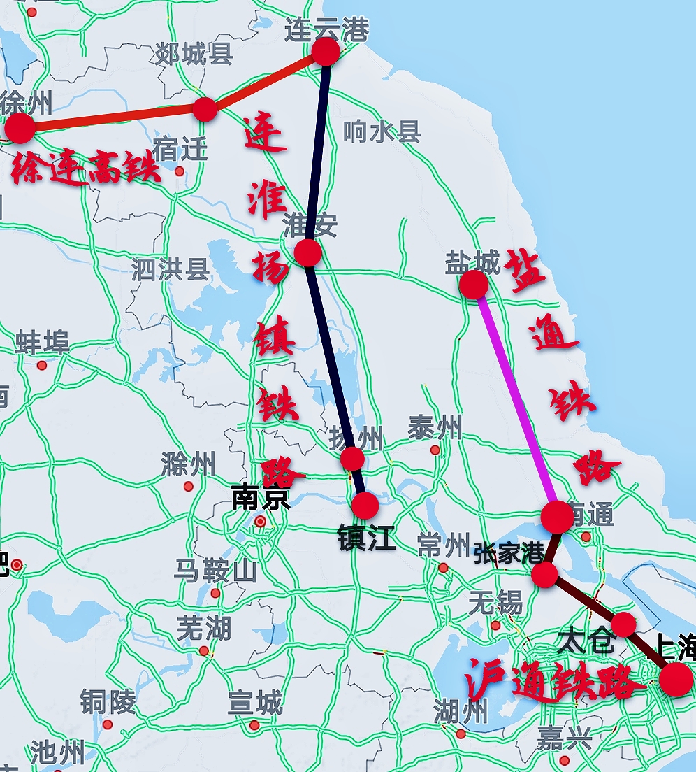 长江三角洲铁路线地图图片