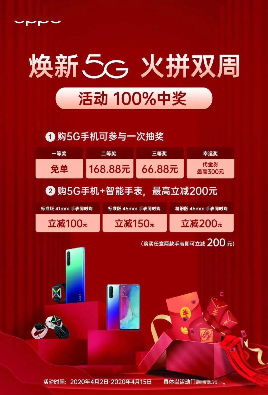 100% 中奖 | 购oppo 5g手机,抢免单大奖_活动