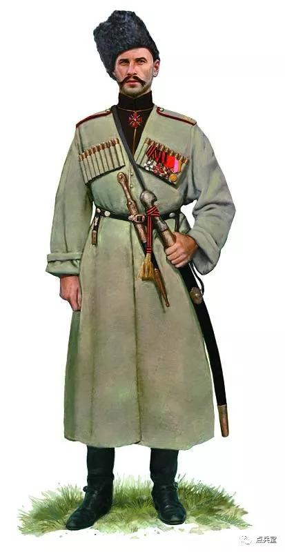 第1伏尔加河步兵团的一名库班哥萨克中尉,1917年.